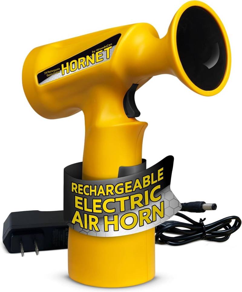 WoodsCan Hornet Wiederaufladbare Elektrische Lufthupe Sehr Laut 121 dB und Gasfrei, Handheld-Notfalleinsatz für Marine Bootfahren, Sportveranstaltungen, Küstenwache Alarm für Sicherheit und Outdoor von Hornet by WoodsCan