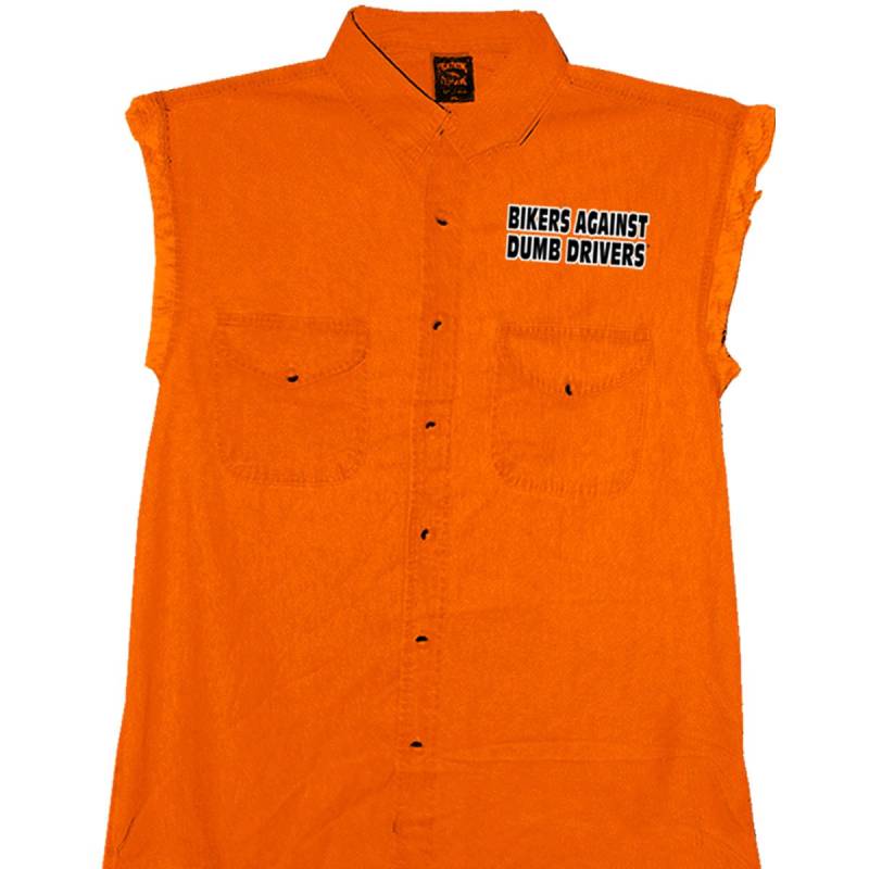 Hot Leathers - GMD5090 Safety Orange L Bikers Against Dumb Drivers ärmelloses Denium Shirt (Safety Orange, Large) von Hot Leathers