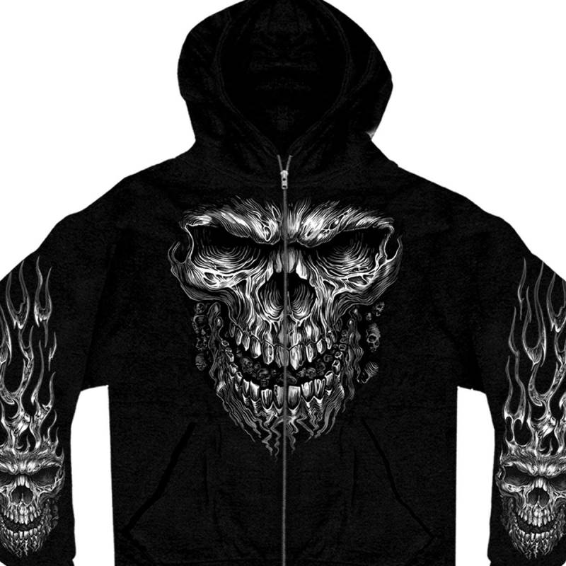 Hot Leathers Herren Shredder Skull Hooded Sweatshirt (Black, Large) 13679 von Hot Leathers