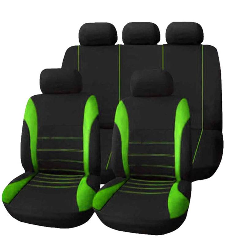 HotYou Auto Sitzbezug Set Polyester 9 Stück Auto Zubehör Automotive Stuhl Fall Protector,Herausnehmbar und waschbar,Grün von HotYou