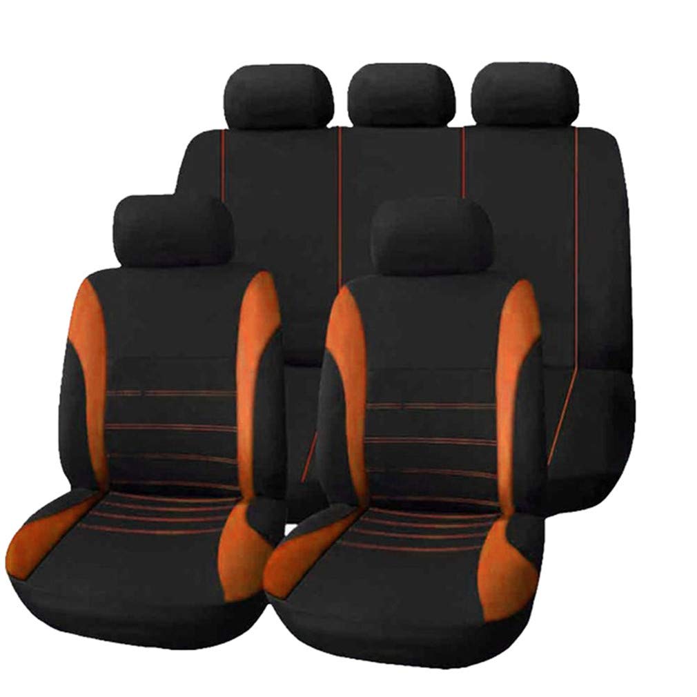 HotYou Auto Sitzbezug Set Polyester 9 Stück Auto Zubehör Automotive Stuhl Fall Protector,Herausnehmbar und waschbar,Orange von HotYou