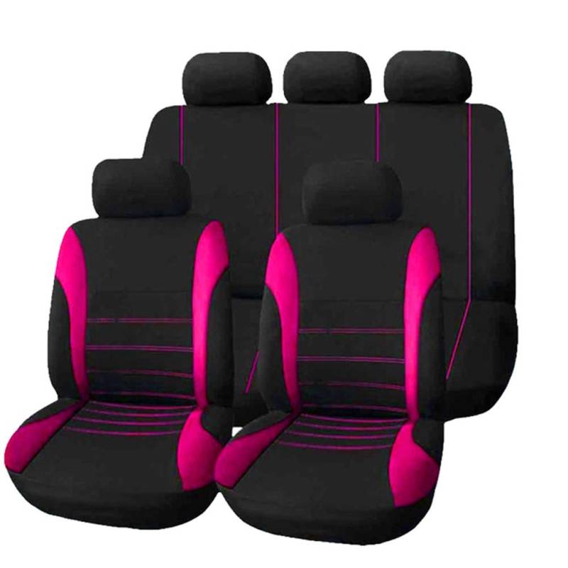 HotYou Auto Sitzbezug Set Polyester 9 Stück Auto Zubehör Automotive Stuhl Fall Protector,Herausnehmbar und waschbar,Rose von HotYou