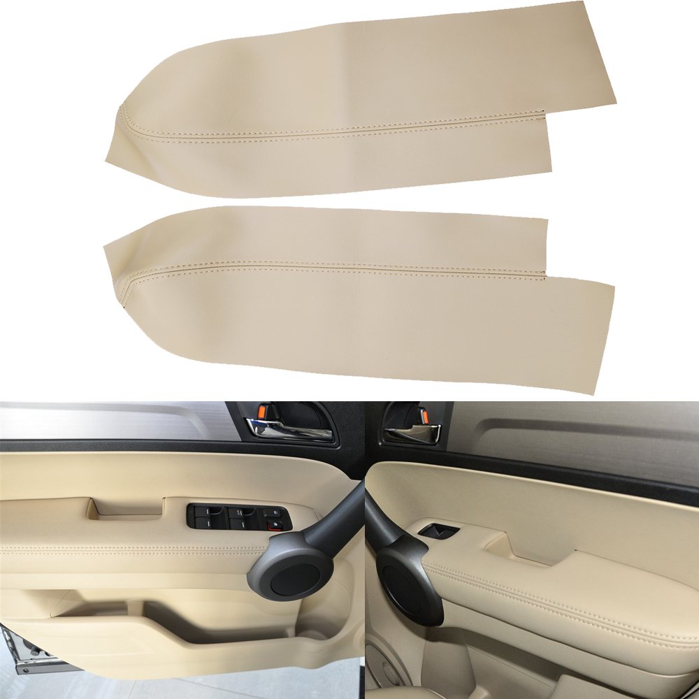 QKPARTS 2 (1 Paar) Mikrofaser-Leder Vordertürverkleidungen Armlehnenbezug für Honda Cr-V CRV 2007–2012 (nur Leder), Beige Tan von Hoypeyfiy
