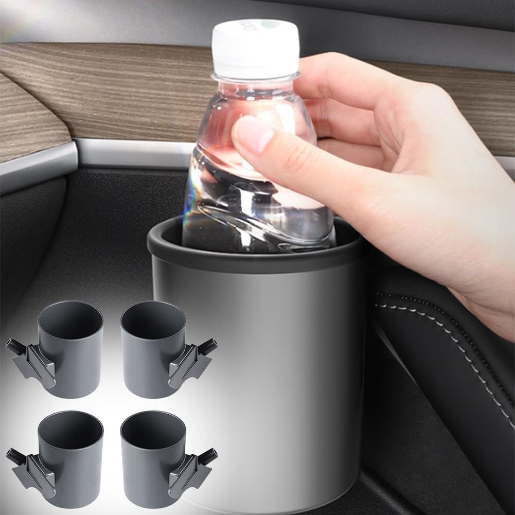HpLive 4 Stück Getränkehalter Auto Für Tesla Model 3 Türgetränkehalter Auto Innenraum Zubehör Getränkehalter Aufbewahrungsbox Schwarz(Silicone Cup Holder) von HpLive