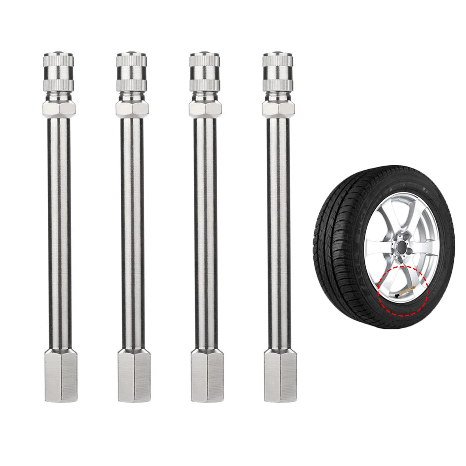 Ventilverlängerung für Reifen-Ventil 4 Stück Verlängerung Ventiladapter für Auto Ventilverlängerung Autoventil Metall Reifenventilverlängerung Autoventil Verlängerung für Ventile von Auto/LKW, 100 mm Ventilverlängerung für Reifen-Ventil 4 Stück Verlängerung Ventiladapter für Auto Ventilverlängerung Autoventil Metall Reifenventilverlängerung Autoventil Verlängerung für Ventile von Auto/LKW, 100 mm von HsentimenH