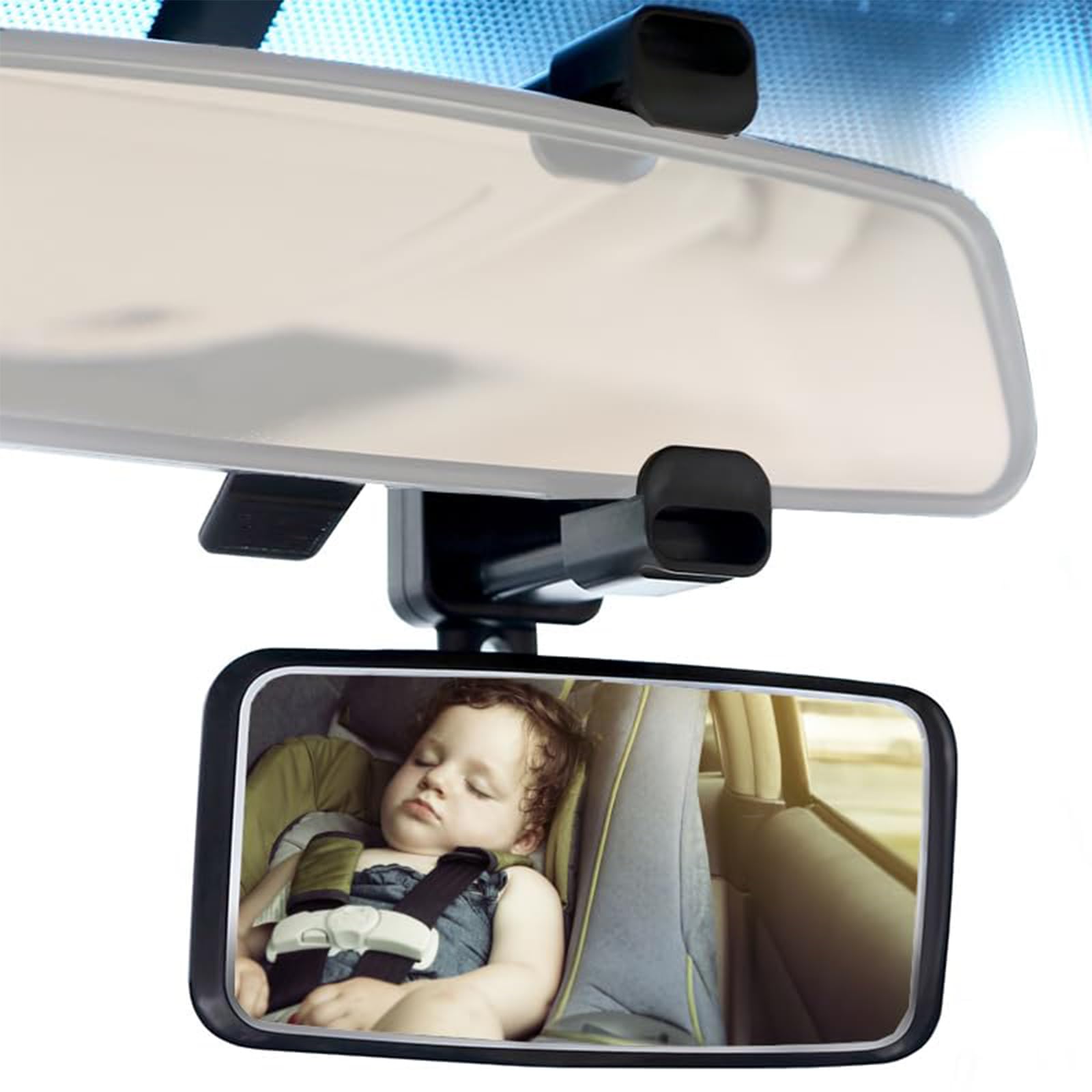 Hshenjhu Spiegel Auto Baby Rückbank,Bruchsicherer Autospiegel BabyRücksitz mit Haken Clip,360° Drehbar Baby Rücksitzspiegel,Kopfstützen Auto Spiegel Rücksitzspiegel für Säuglinge,Kinder von Hshenjhu