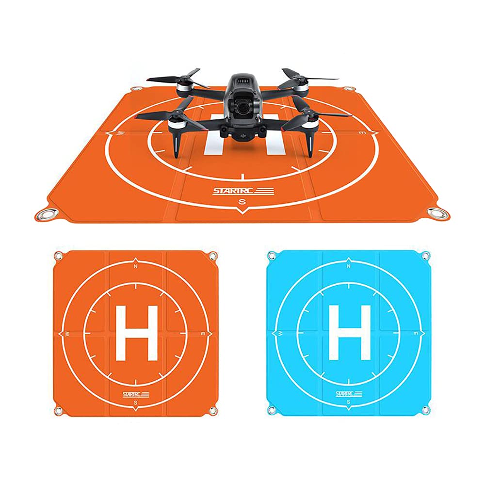 Hsthe Sea Square Drohnen-Landeplatz,Drohnen-Zubehör,Drohnen-Pad Universal wasserdichte Faltbare Drohne Hubschrauberlandeplatz 50Cm/19.69In,für Air 2S/FPV/Mavic Mini 2 (Doppelseitig,Blau+Orange) von Hsthe Sea