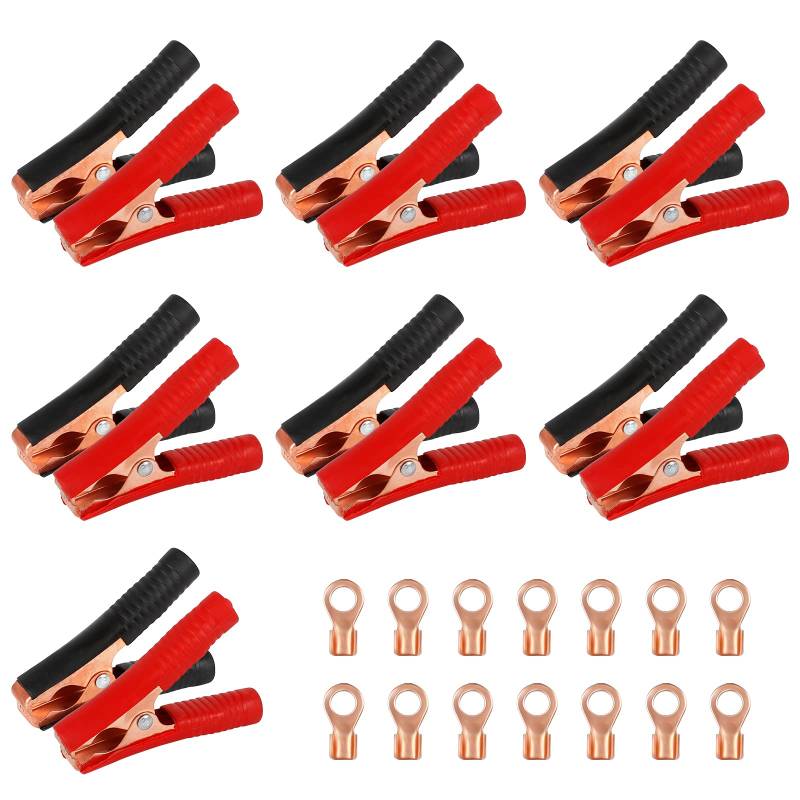 YUEYUAN 14 Pcs 9cm 100A Kupfer-Krokodilklemme Klemmen für Starthilfekabel Autobatterie Clips Auto Krokodilklemme Elektrische Autobatterie Krokodilklemmen für Batterieladegeräte von HUAHAO