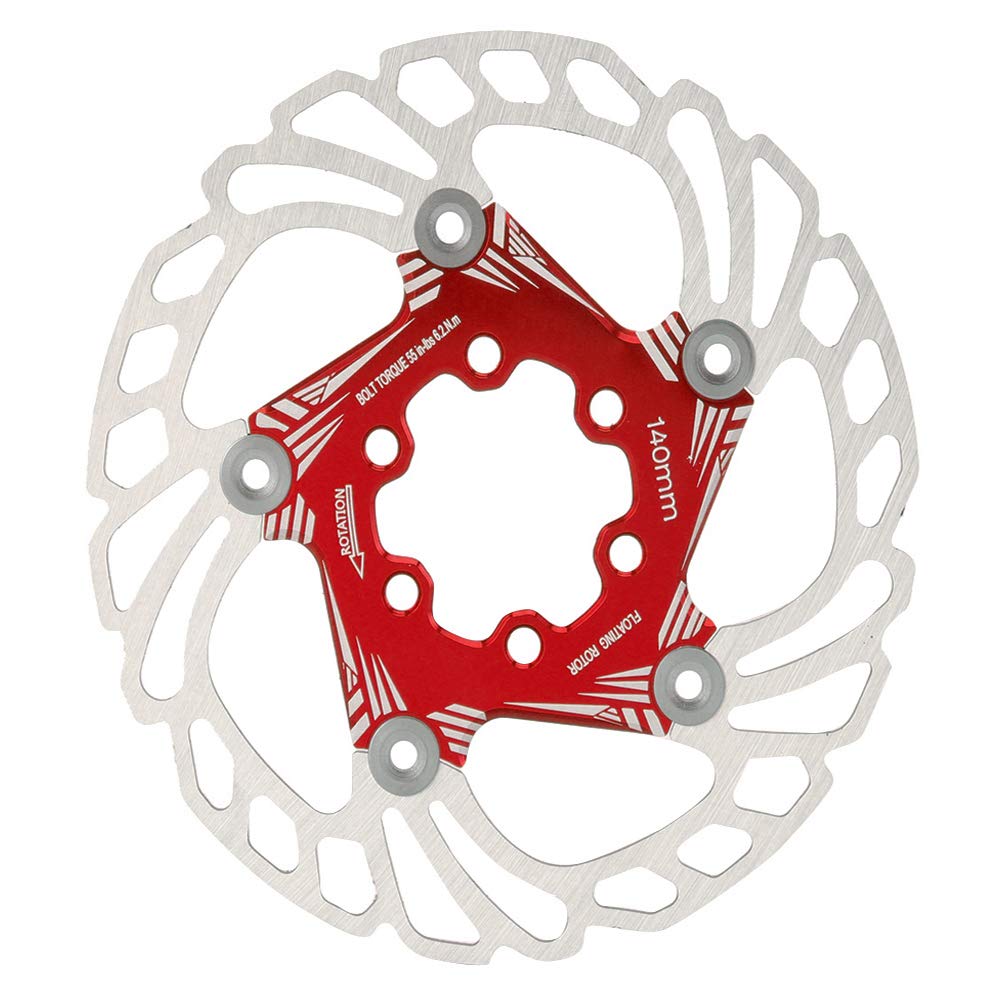 Schwimmende Fahrradbremsscheibe 140mm, Huairdum Leichte schwimmende Fahrradbremsscheiben, 140 mm schwimmende Scheibenbremsscheibe, Fahrradzubehör für Mountainbikes(red) von Huairdum
