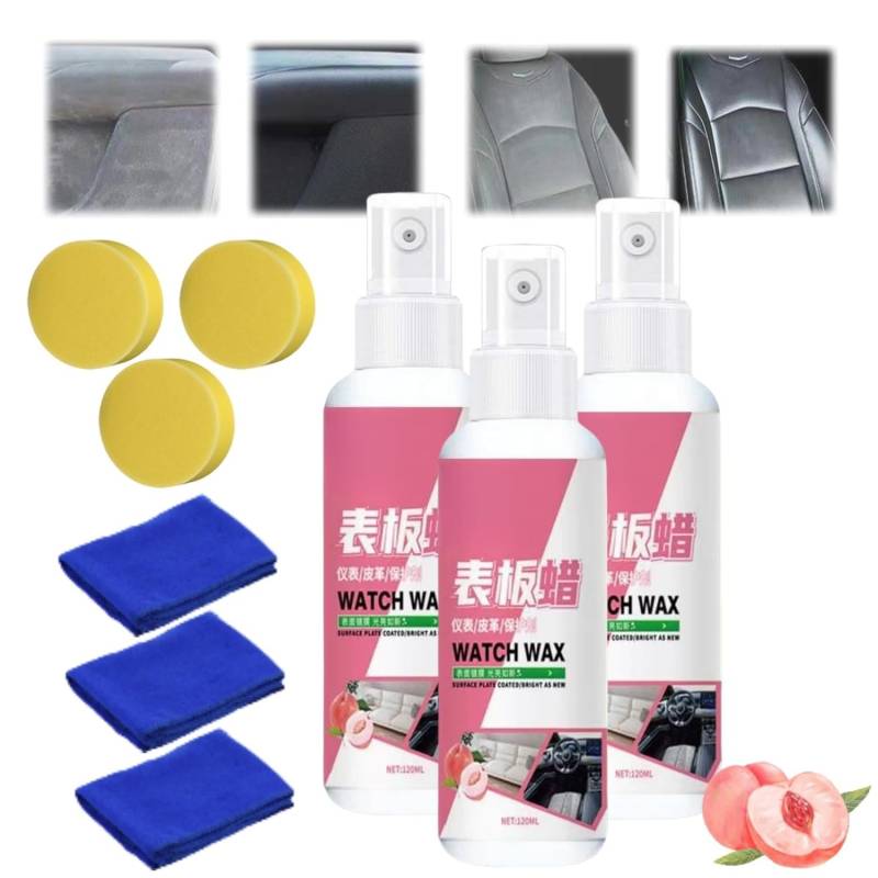 Hualabo Car Dashboard Polishing Care Wax Spray, Interior Car Spray Cleaner Dashboard, Car Interior Plastic Door Dashboard Parts Restore Polishing Agent Wax (3) von Hualabo