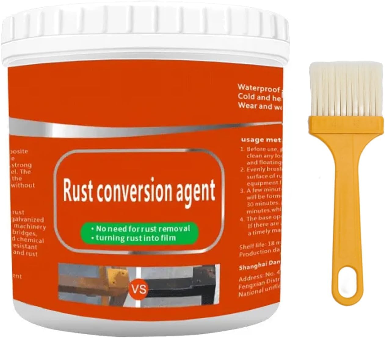 Hualabo Rost Renovator - Rostumwandler mit Pinsel, Rostentfernungsumwandler Metallic-Farbe, Metall Rostentferner auf Wasserbasis, Mehrzweck-Rostschutzfarbe, 300g (Rot) von Hualabo