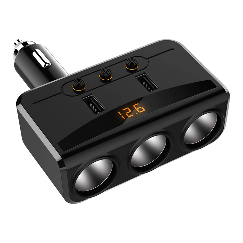 Huamengyuan Auto Zigarettenanzünder Adapter,USB KFZ Ladegerät 3 Steckdose Mehrfach Verteiler Splitter DC 12V/24V Dual USB Ladegerät Zigarettenanzünder mit unabhängigem Schalter und LED-Anzeige Huamengyuan Auto Zigarettenanzünder Adapter,USB KFZ Ladegerät 3 Steckdose Mehrfach Verteiler Splitter DC 12V/24V Dual USB Ladegerät Zigarettenanzünder mit unabhängigem Schalter und LED-Anzeige von Huamengyuan