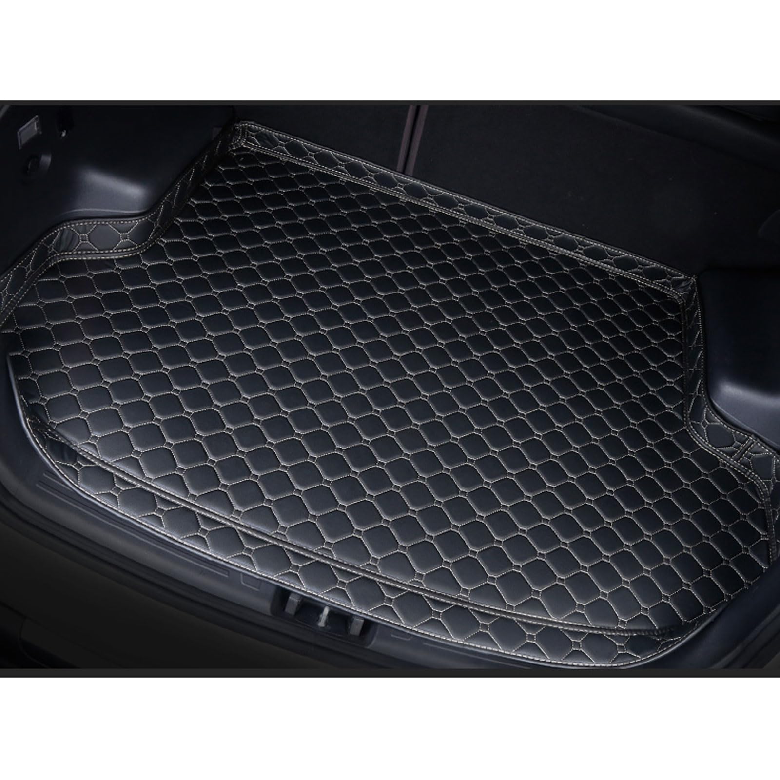 Auto Kofferraum Schutzmatte für Audi A4 B6 Travel 2000-2009, Leder Kofferraummatten rutschfest Wasserdicht Kofferraumwanne Innenraum ZubehöR,Black-Beige-High Side von Huanzhi