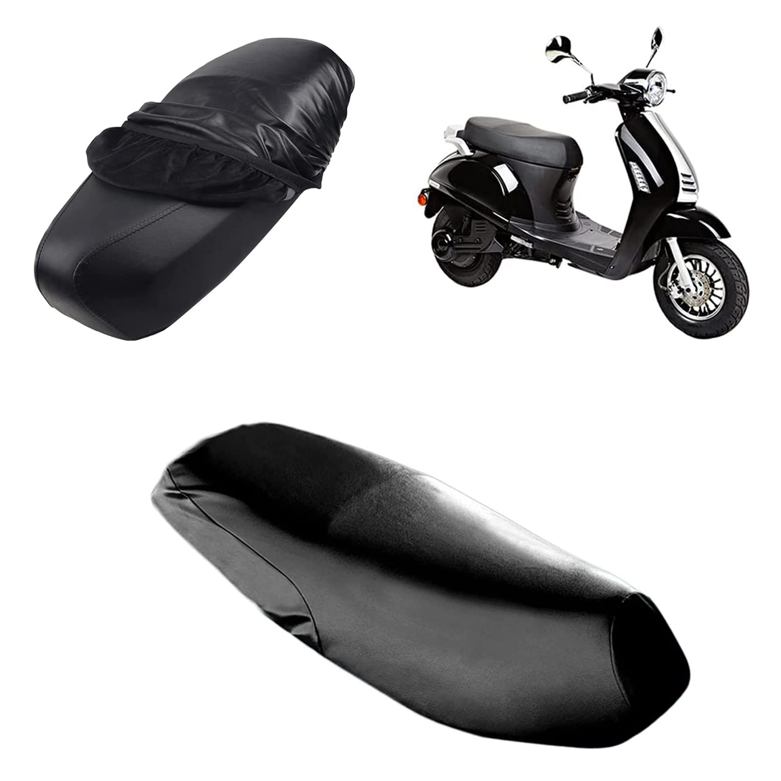 Motorrad Sitzbankbezug, Universal Motorrad Sitzbezug Roller Sitzbezug, Universal für Motorrad Sitzbezug PU, Universal Schwarz Sitzabdeckung, Wasserdicht, Dual Use Regenfest Staubdicht Schwarz Farbe von Hudiepan