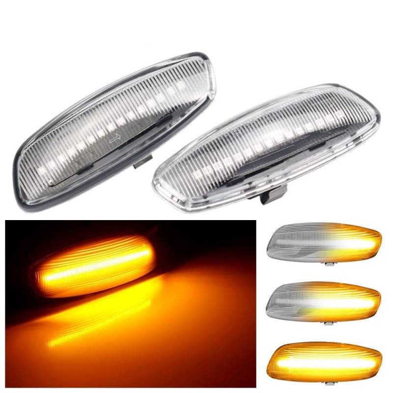 Huhpa 1 Paar dynamisch LED Seitenmarkierungslichter Blinker for Citroen Blinker Blinker C3 C4 C5 DS3 DS4 for Peugeot 207 308 3008 5008 Rcz(Dynamic Crystal Type) von Huhpa
