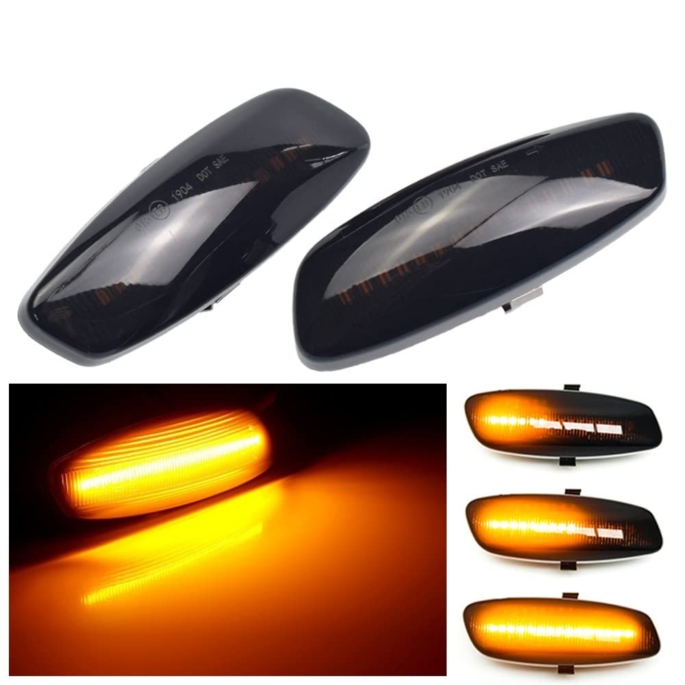 Huhpa 1 Paar dynamisch LED Seitenmarkierungslichter Blinker for Citroen Blinker Blinker C3 C4 C5 DS3 DS4 for Peugeot 207 308 3008 5008 Rcz(Dynamic Smoked Type) von Huhpa