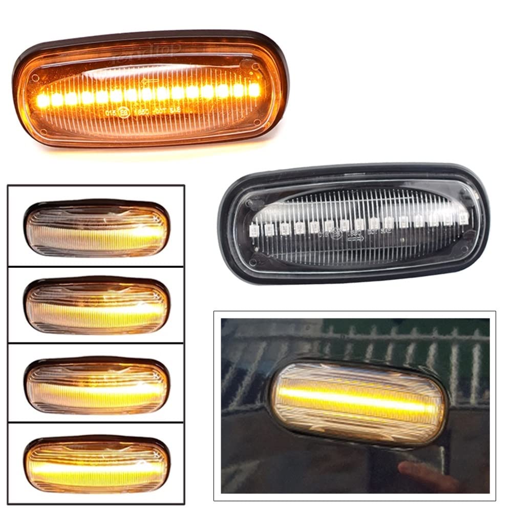 Huhpa 2pcs Auto dynamisch fließendes Wasser LED Seitenmarkerlicht for Land Rover Discovery 2 1999-2004 Verteidiger Freelander 1 2002-2005(Crystal Type) von Huhpa