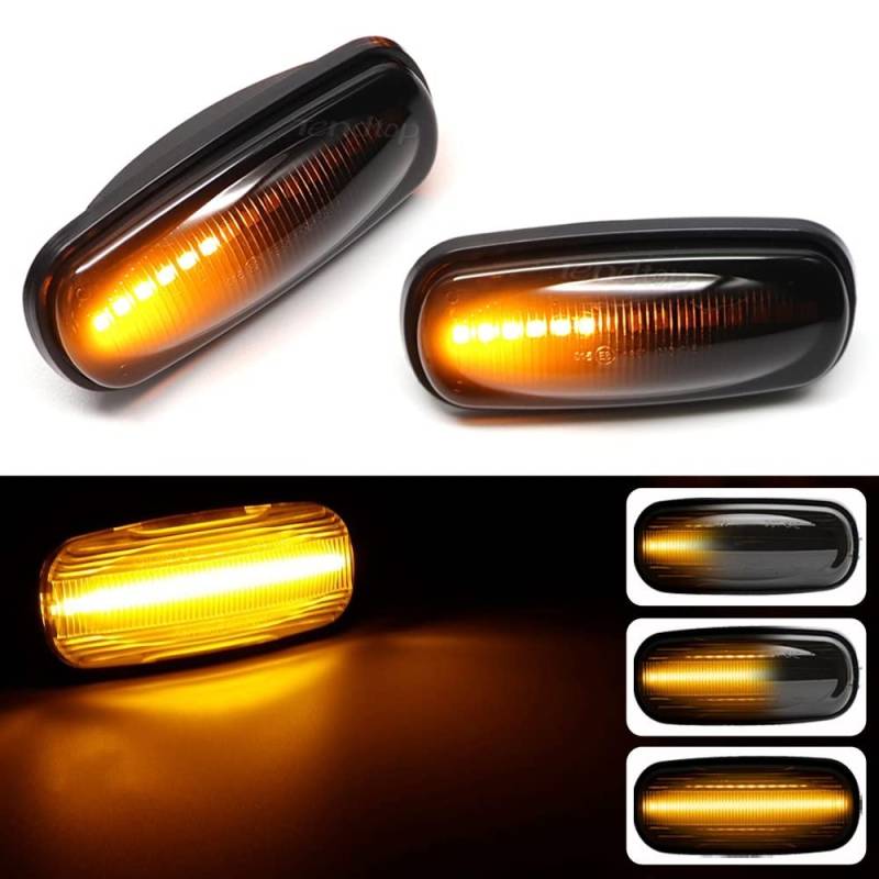 Huhpa 2pcs Auto dynamisch fließendes Wasser LED Seitenmarkerlicht for Land Rover Discovery 2 1999-2004 Verteidiger Freelander 1 2002-2005(Smoked Black) von Huhpa