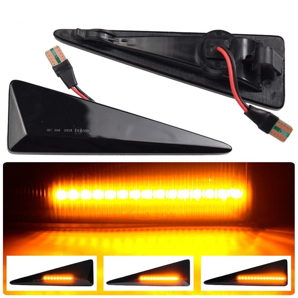 Huhpa 2pcs Autodynamik LED Seitenmarkierungslicht -Blinker for Renault Mk4 Vel Satis Wind for Avantime for Megane 2 for Scenic 2 for Espace 4(Smoked Black) von Huhpa