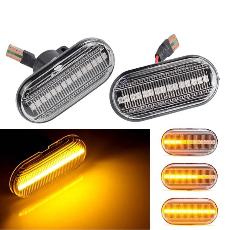 Huhpa 2pcs LED Dynamische Blinkerlichter Seitenmarker for Renault Clio Trafic Kangoo Twigo Dacia Logan Duster Interstar Primastar(Dynamic Crystal Type) von Huhpa