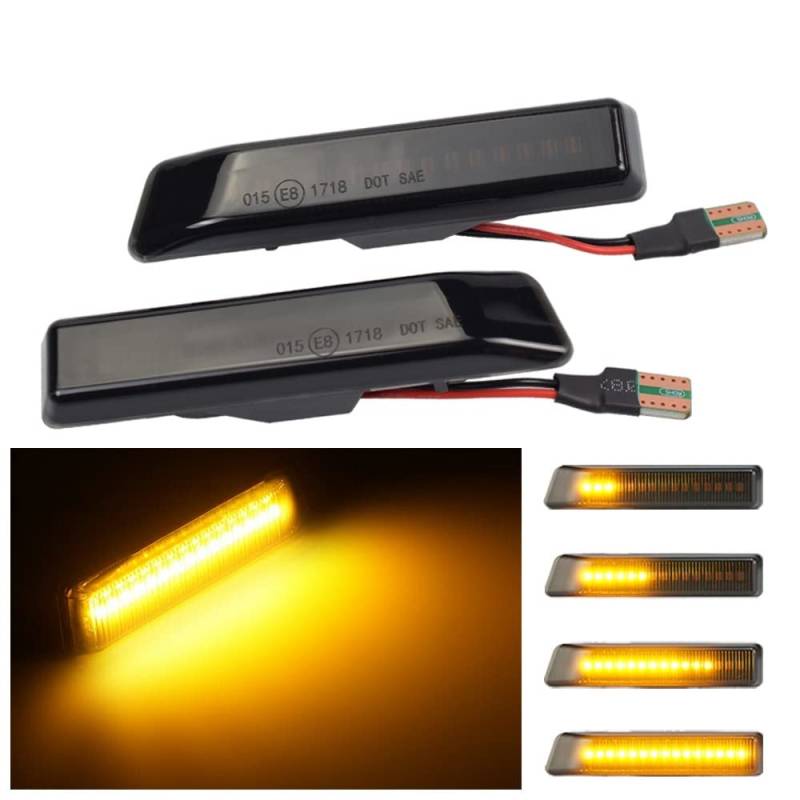 Huhpa 2pcs LED Dynamischer Blinker -Seiten -Marker -Licht sequentieller Blinker for E36 M3 Facelift 1997-1999 X5 E53 1999-2006(Smoked) von Huhpa