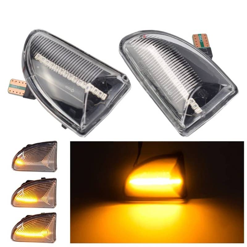 Huhpa 2pcs Räucherobjektiv Bernstein LED Dynamische Seitenmarkierungslicht -Blinkerlichter for Smart Fortwo 451 MK1 & MKII 2007-2015(Dynamic Crystal) von Huhpa