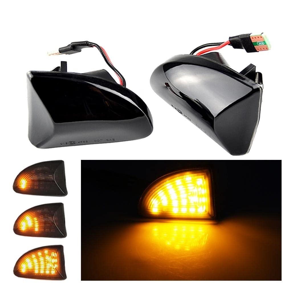 Huhpa 2pcs Räucherobjektiv Bernstein LED Dynamische Seitenmarkierungslicht -Blinkerlichter for Smart Fortwo 451 MK1 & MKII 2007-2015(Fullstar Black) von Huhpa