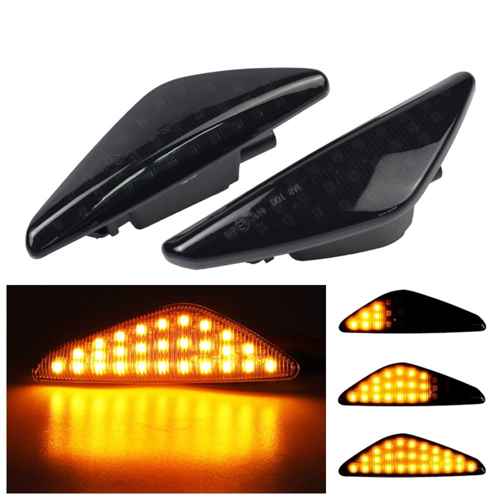 Huhpa 2pcs dynamisch LED Auto -Seitenmarker -Lichter Repeater -Signallichter for X3 f25 x5 e70 x6 e71 e72 2007-2019(Dynamic Smoked B) von Huhpa