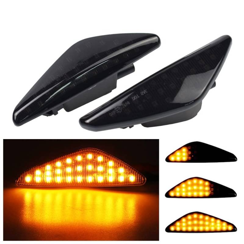 Huhpa 2pcs dynamisch LED Auto -Seitenmarker -Lichter Repeater -Signallichter for X3 f25 x5 e70 x6 e71 e72 2007-2019(Dynamic Smoked B) von Huhpa