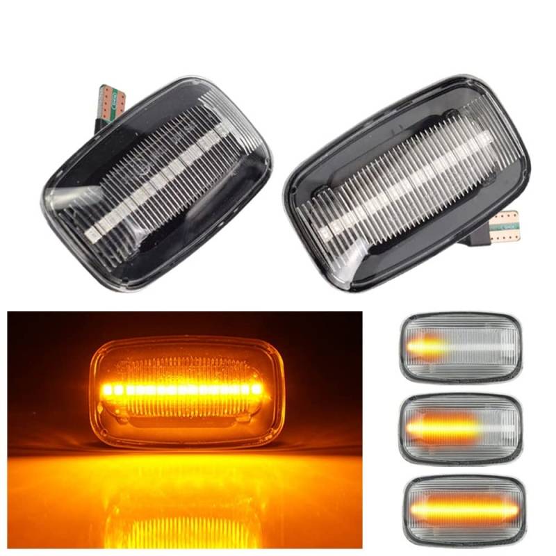 Huhpa 2pcs dynamisch LED Seitenmarker Kotflügellichter fließend Blinker Licht REPEATER for Landcruiser 70 80 100 Serie(Dynamic Crystal) von Huhpa