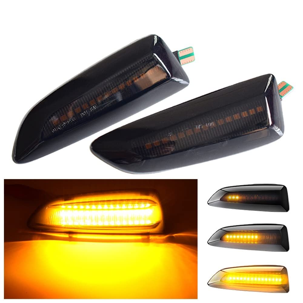 Huhpa 2pcs dynamisch LED Seitenmarkierungslichter 12 V fließend Blinker Leuchte REPEATER LAMPE PANKE LAMP for OPEL for VAUXHALL for ASTRA J K.(DynamicSmoked Black) von Huhpa