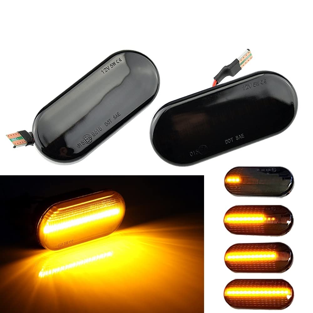 Huhpa Dynamisches Fließen LED Seitenmarker -Blinkerlicht for VW for Transporter T5 for Polo for Golf 3 4 for Passat B5 for Sharan for Lupo for Bora for Multivan(Dynamic Smoked Type) von Huhpa