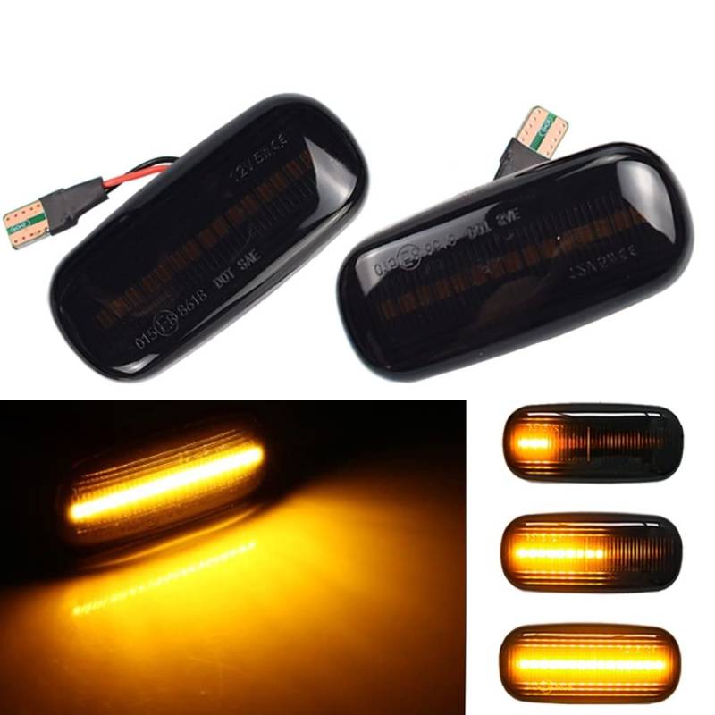Huhpa Fließendes Wasserblinker LED Dynamisches Blinkerlicht for A3 S3 8p A4 B6 B8 B7 S4 RS4 A6 S6 C5 Seitenmarker -Blitzanzeige(Smoked Black) von Huhpa