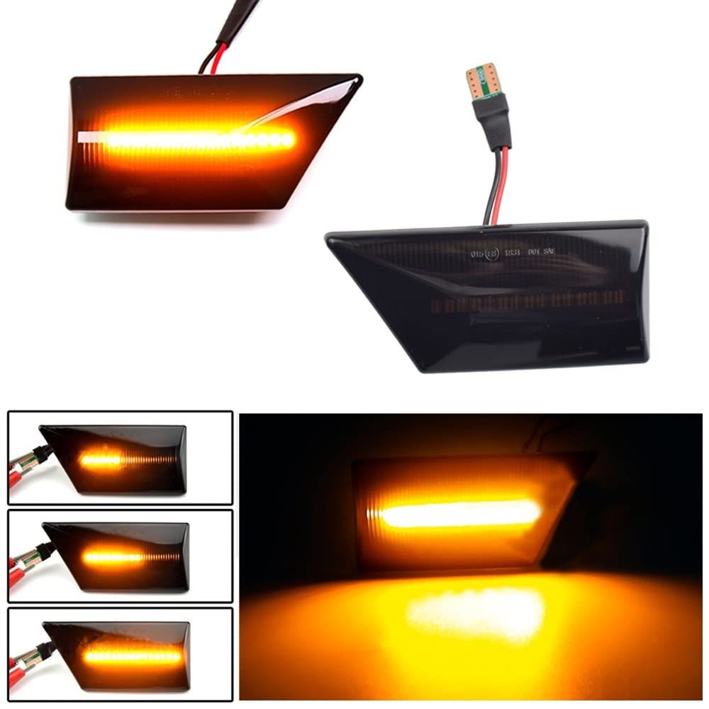 Huhpa LED Auto-Drehsignale Seitenmarker Leicht dynamische Blinktlampe Blinker Lateral Autozubehör for Opel Vectra C 2002-2008 Signum(Dynamic Smoked Black) von Huhpa