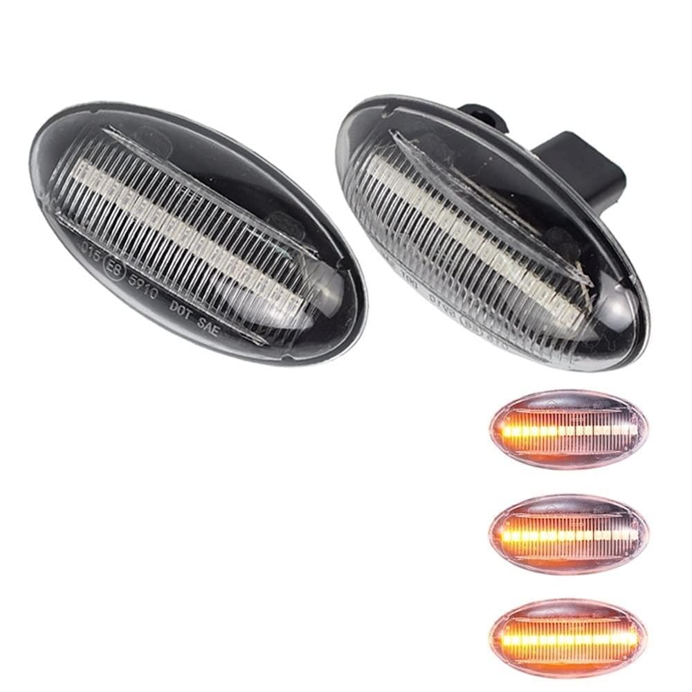 Huhpa LED Dynamische Blinker -Signal -Seitenmarker -Licht sequentiell Blinker Licht for Peugeot 307 206 407 107 607 1007 Citroen C1 C2 C3 C5 C6(Dynamic Crystal Type) von Huhpa
