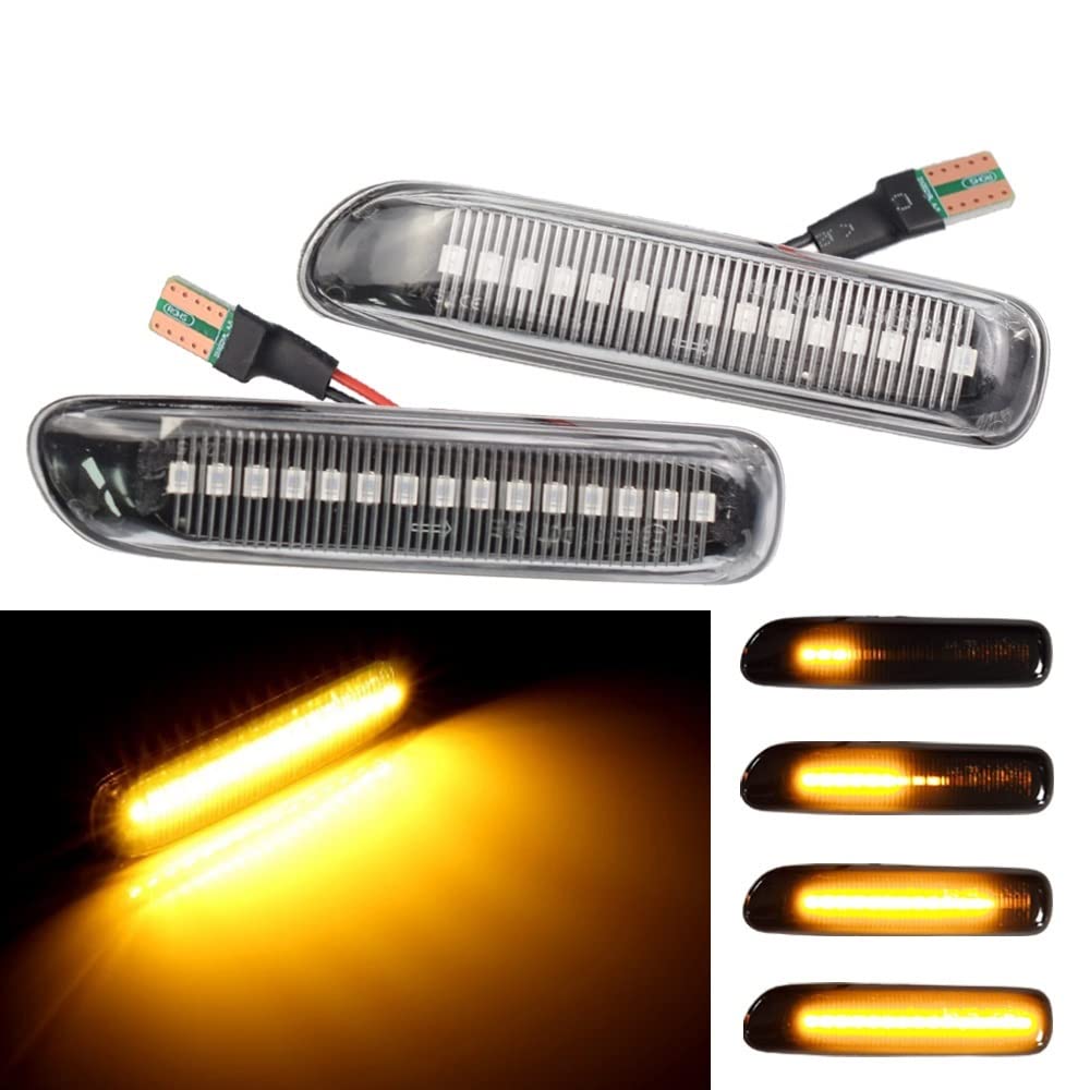 Huhpa LED Dynamischer Seitenmarker Blinker Blinker Blinker Blinker Licht for E46 3er Limousinen Coupé Compact Cabriolet(Dynamic Crystal Type) von Huhpa