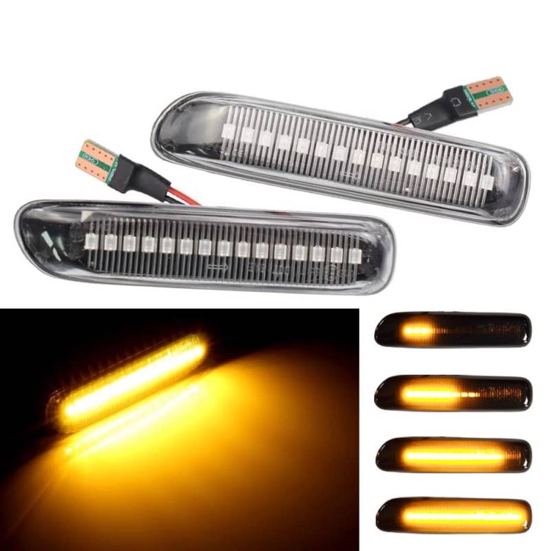 Huhpa LED Dynamischer Seitenmarker Blinker Blinker Blinker Blinker Licht for E46 3er Limousinen Coupé Compact Cabriolet(Dynamic Crystal Type) von Huhpa
