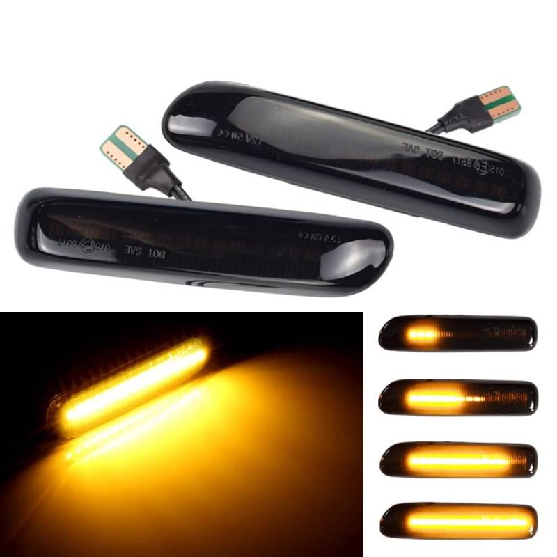 Huhpa LED Dynamischer Seitenmarker Blinker Blinker Blinker Blinker Licht for E46 3er Limousinen Coupé Compact Cabriolet(Dynamic Smoked Type) von Huhpa