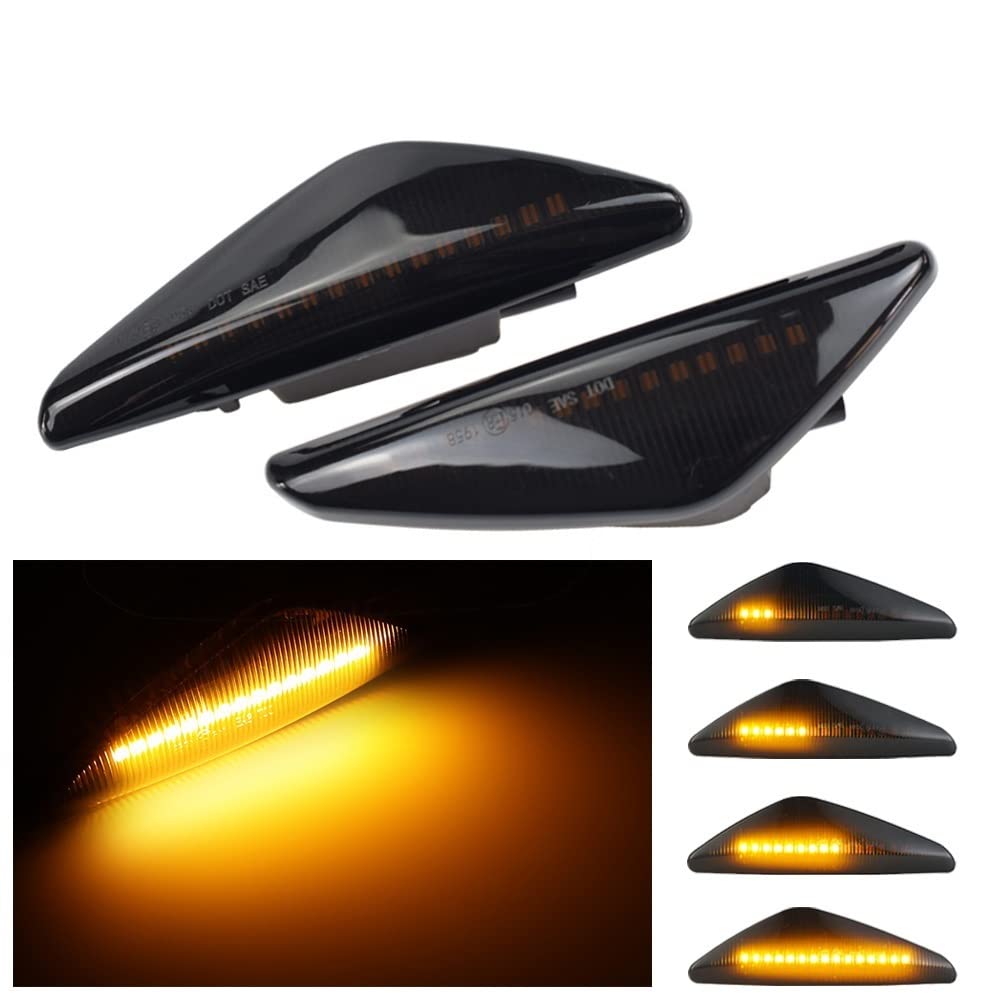 Huhpa LED Dynamischer Seitenmarker -Blinker -Licht sequentieller Blinker for X3 f25 x5 e70 x6 e71 e72 2007-2019(Dynamic Smoked Type) von Huhpa