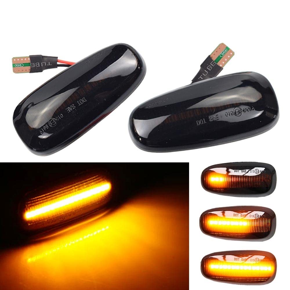 Huhpa LED Dynamisches Blinker-Seiten-Marker-Licht sequentiell Blinker Licht for Opel for Zafira A 1999-2005 for Astra G 1998-2009(Dynamic Smoked Type) von Huhpa