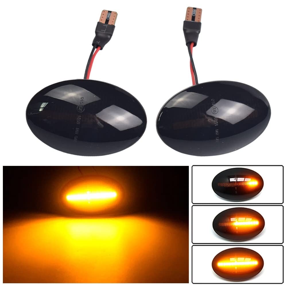 Huhpa Seitenmarkerlichter for Opel for Astra F corsa B Sintra Tigra Combo Corsa C Meriva A Dynamic LED Repeater -Blinkerlampe(Dynamic Smoked Black) von Huhpa