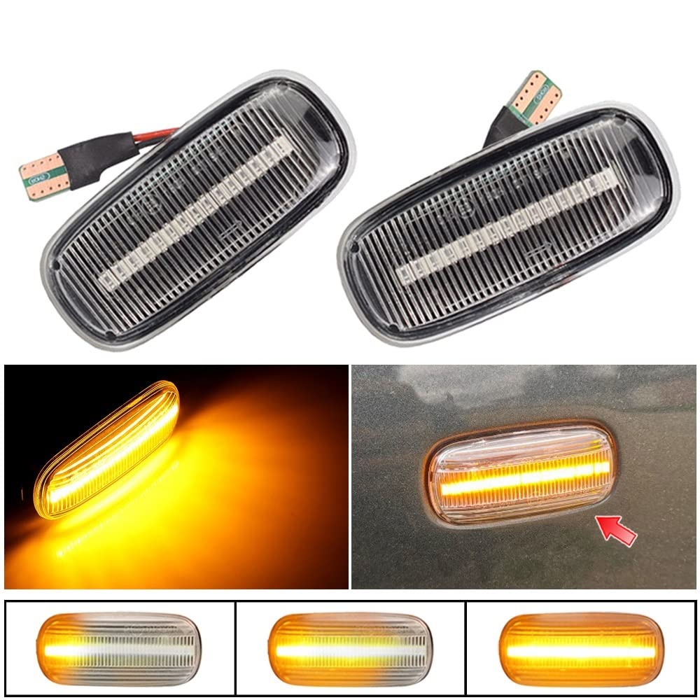 Huhpa Wagen LED Dynamisches Seitenmarkerlicht for A3 8L A4 B5 A6 4B C5 Blinkerlichtanzeige for A8 4d TT 8n 2000-2006(Dynamic Crystal Type) von Huhpa