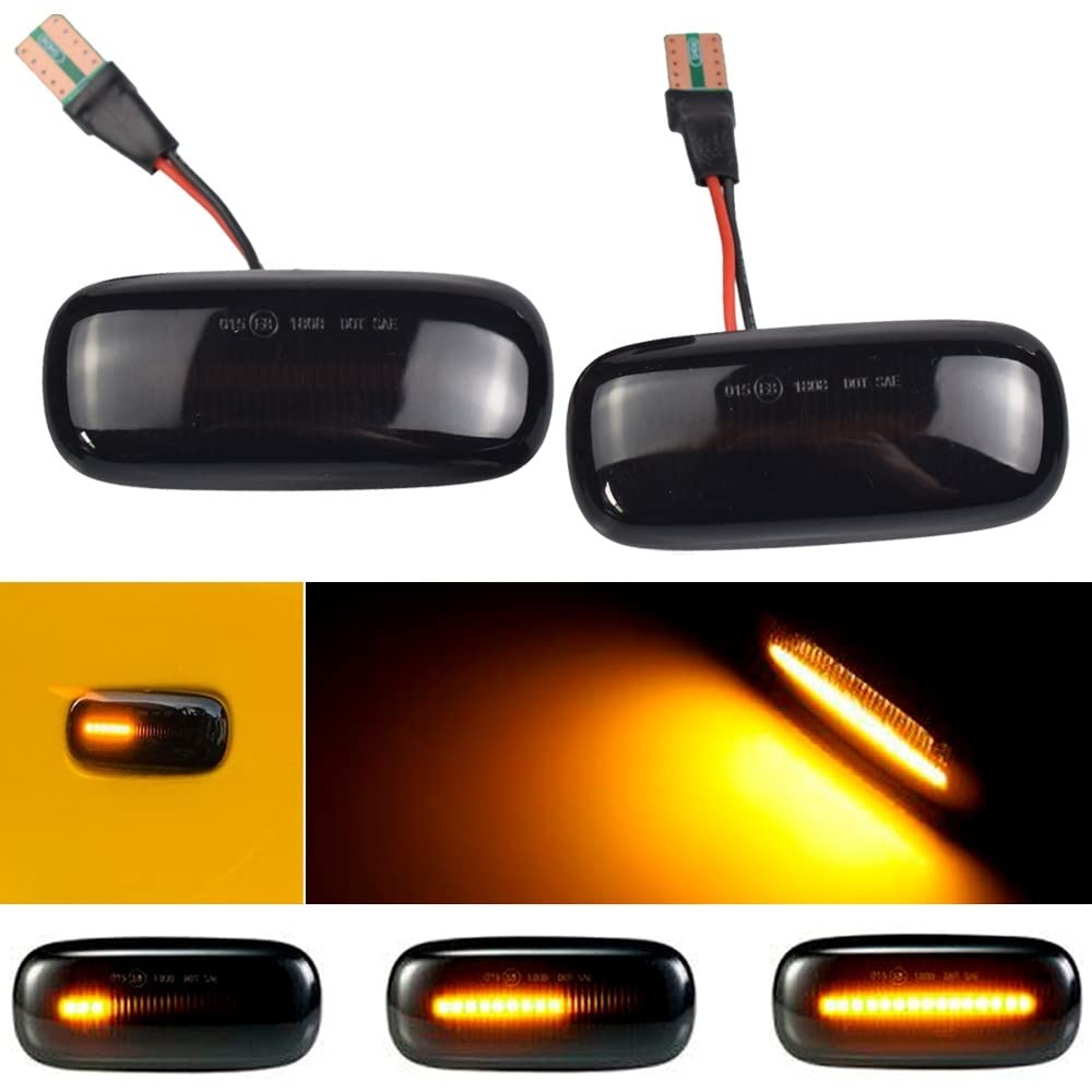 Huhpa Wagen LED Dynamisches Seitenmarkerlicht for A3 8L A4 B5 A6 4B C5 Blinkerlichtanzeige for A8 4d TT 8n 2000-2006(Dynamic Smoked Black) von Huhpa