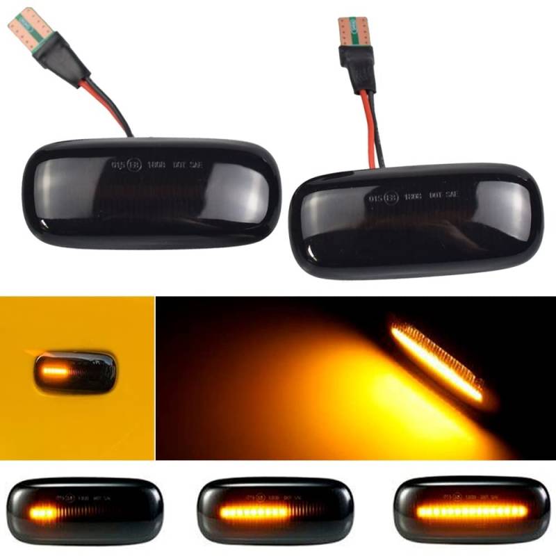 Huhpa Wagen LED Dynamisches Seitenmarkerlicht for A3 8L A4 B5 A6 4B C5 Blinkerlichtanzeige for A8 4d TT 8n 2000-2006(Dynamic Smoked Black) von Huhpa