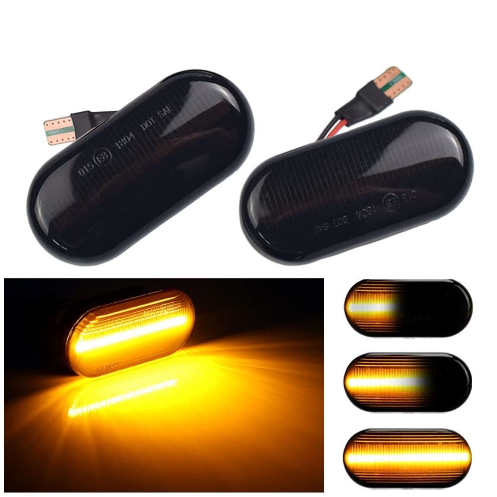 LED Auto Seitenmarker Light Repeater Blinkerlicht for Nissan for Tiida C11 Note E11 NE11 for Micra K12 NP300 for Navara D40 for Qashqai J10(Dynamic Smoked Black) von Huhpa