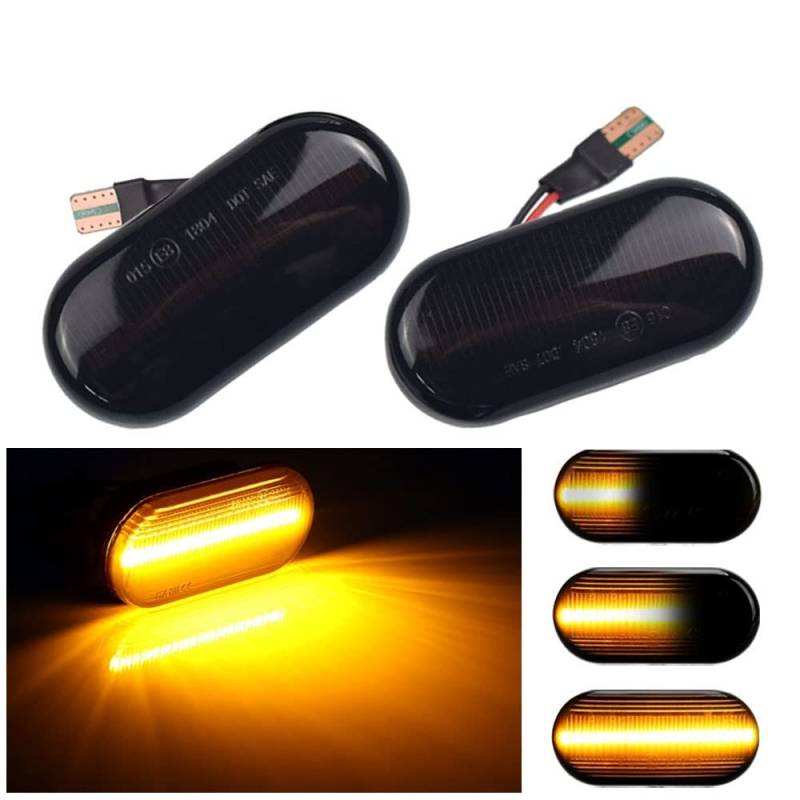 LED Auto Seitenmarker Light Repeater Blinkerlicht for Nissan for Tiida C11 Note E11 NE11 for Micra K12 NP300 for Navara D40 for Qashqai J10(Dynamic Smoked Black) von Huhpa