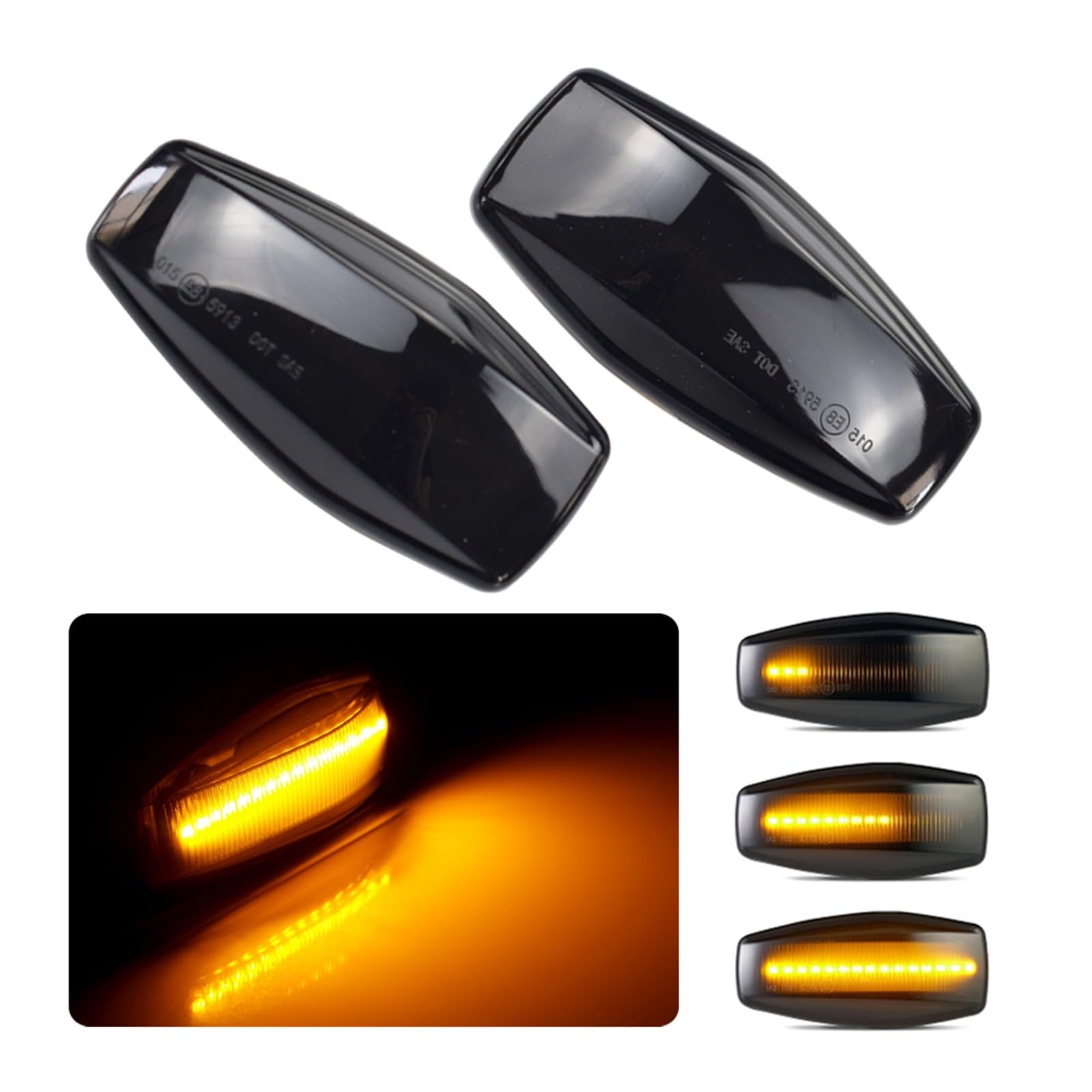 LED Dynamic Blinker Signal Side Marker Light Sequentiell Blinker Licht for Hyundai for Elantra for Getz for Sonate Xg for Terracan for Tucson for Kia for Rio(Smoked Black) von Huhpa