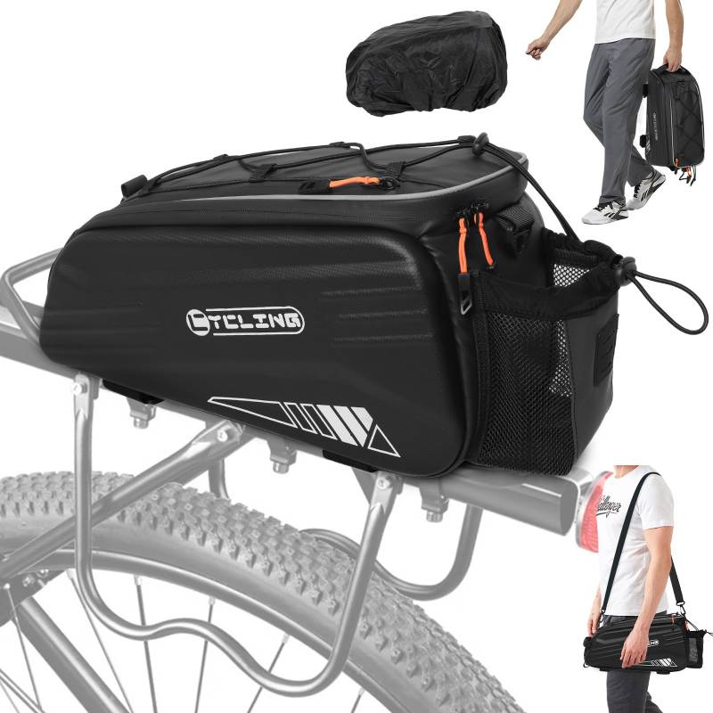 HuiJuKeJi 3 in1 Fahrrad Gepäckträgertasche, 9L Wasserdicht Reflektierend Bike Saddle Bag Multifunktionale Bike Rear Rack Bag mit Shoulder Strap Rucksackfunktion für Radfahren Pendeln Camping (A1) von HuiJuKeJi