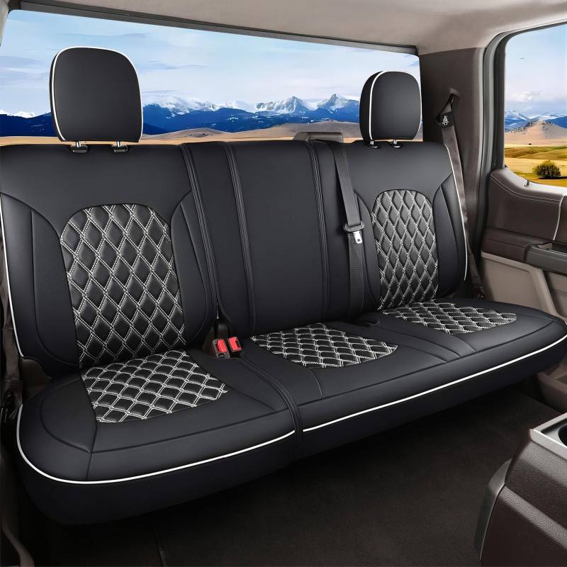 Huidasource Sitzbezüge für Rückbank, passend für Ford F150, Auto-Autositz-Kissenbezug, passend für 2015–2024 F150 SuperCrew & 2017–2024 F250 F350 F450 Super Duty Crew Cab Pickup (hintere Reihe/Schwarz von Huidasource