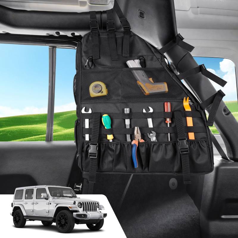Huidnnas 2 x Überrollbügel-Aufbewahrungstasche, passend für Jeep Wrangler JK TJ LJ & Unlimited JL 4-Türer Multi-Pocket Cargo Cage Organizer Schwarz von Huidnnas